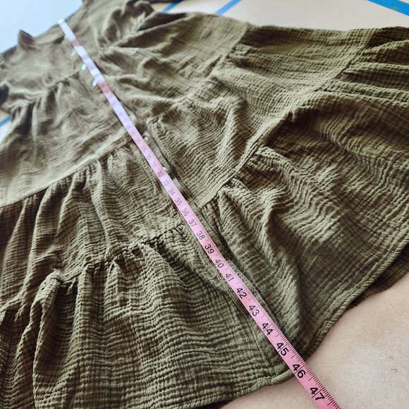 Chelsea and Theodore Moss Green 100% Cotton Double Gauze Midi Dress Size L - Picture 17 of 17